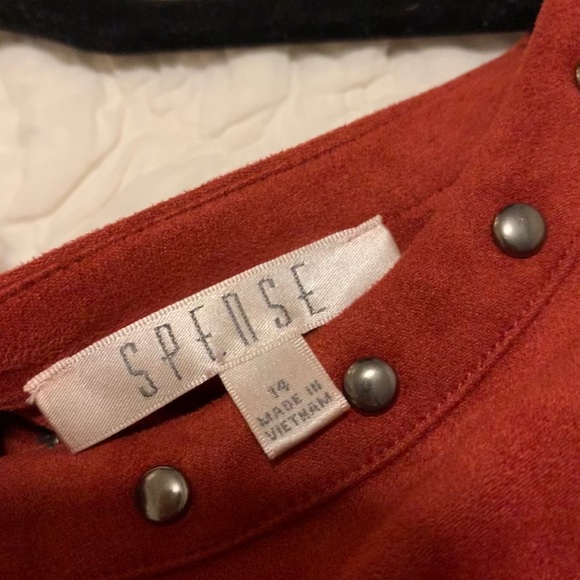 Spense Brick Faux Suede Dress Metal Detailing - Picture 3 of 9